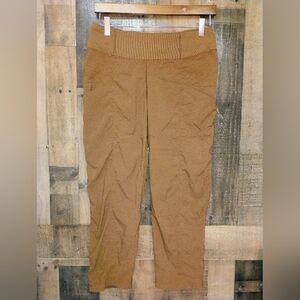 PrAna Brown Ruched Leg Athletic Cropped Pants Women's Size Small Pull On Yoga